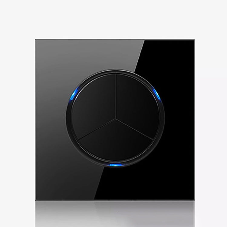 Pannello interruttori vetro temperato LED 86 mm nero