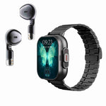 D8 2.01 pollici 2 in 1 auricolare Bluetooth orologio intelligente con cinturino in acciaio, supporto monitoraggio sanitario / NFC, Steel Band (Black), Steel Band (Silver)
