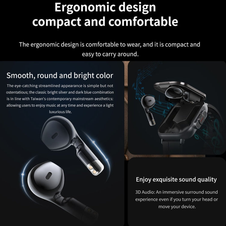 D8 2.01 pollici 2 in 1 auricolare Bluetooth orologio intelligente con cinturino in acciaio, supporto monitoraggio sanitario / NFC, Steel Band (Black), Steel Band (Silver)