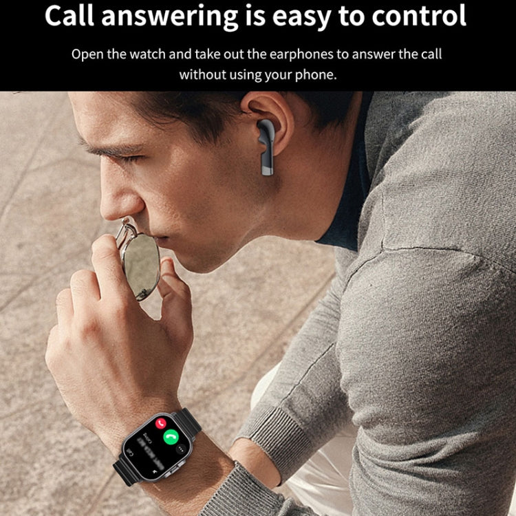 D8 2.01 pollici 2 in 1 auricolare Bluetooth orologio intelligente con cinturino in acciaio, supporto monitoraggio sanitario / NFC, Steel Band (Black), Steel Band (Silver)