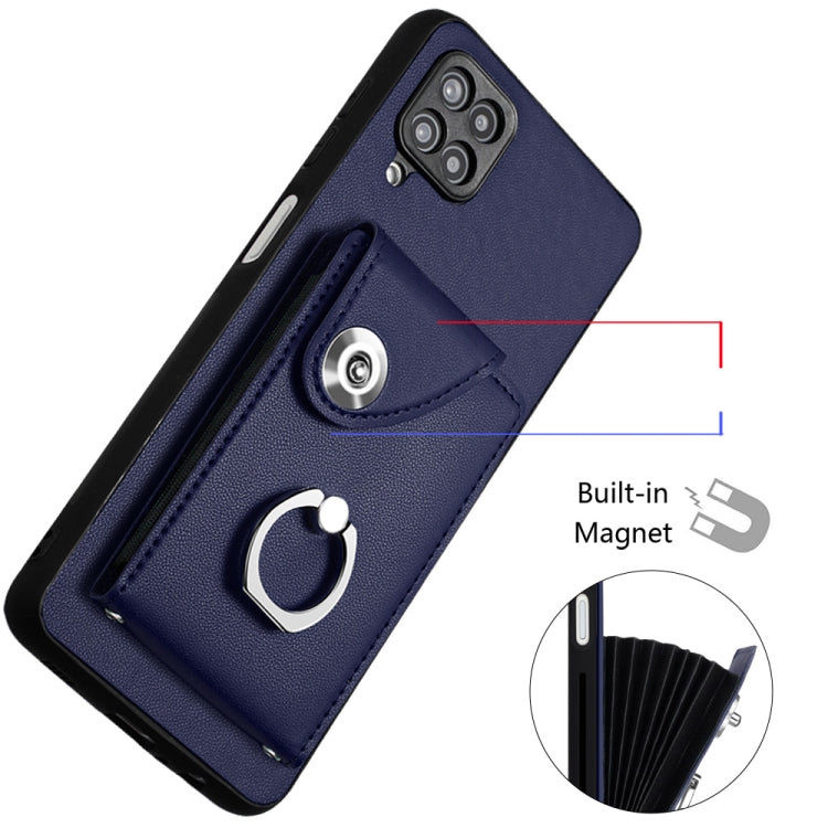 Custodia per telefono in PU con supporto per anello per borsa per carte d'organo, For Samsung Galaxy A12