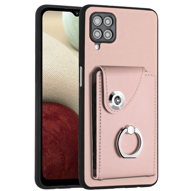 Custodia per telefono in PU con supporto per anello per borsa per carte d'organo, For Samsung Galaxy A12