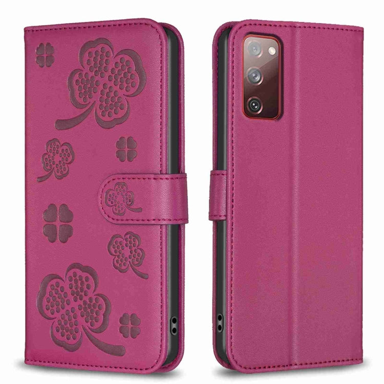 Custodia in pelle goffrata a quattro foglie per Samsung Galaxy S20 Ultra, S20