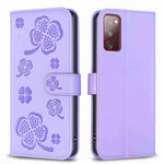 Custodia in pelle goffrata a quattro foglie per Samsung Galaxy S20 Ultra, S20
