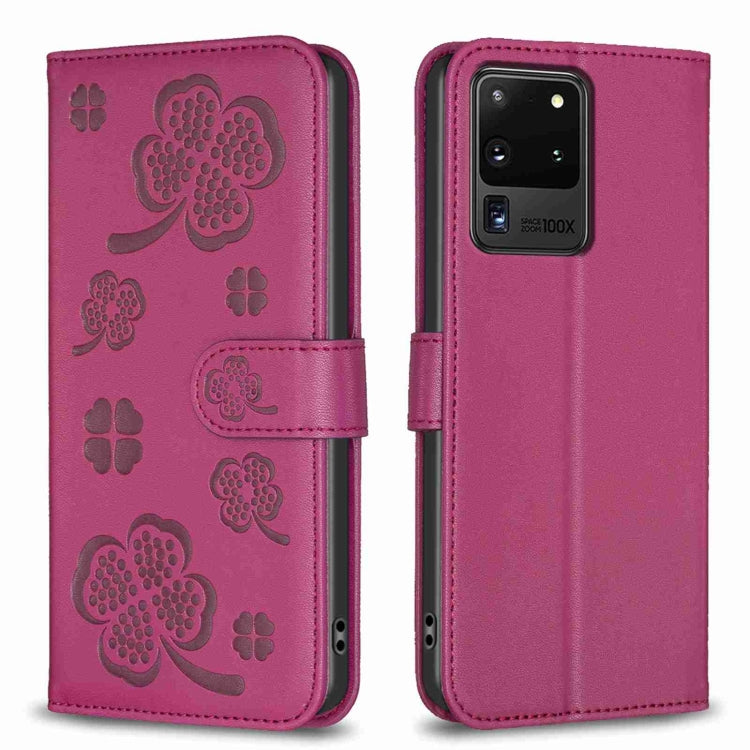 Custodia in pelle goffrata a quattro foglie per Samsung Galaxy S20 Ultra, S20