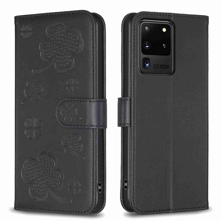Custodia in pelle goffrata a quattro foglie per Samsung Galaxy S20 Ultra, S20