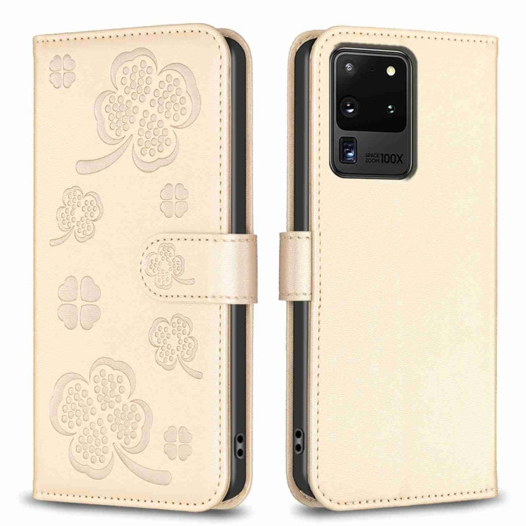 Custodia in pelle goffrata a quattro foglie per Samsung Galaxy S20 Ultra, S20