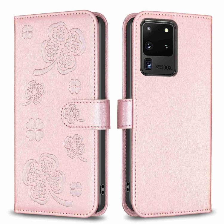 Custodia in pelle goffrata a quattro foglie per Samsung Galaxy S20 Ultra, S20