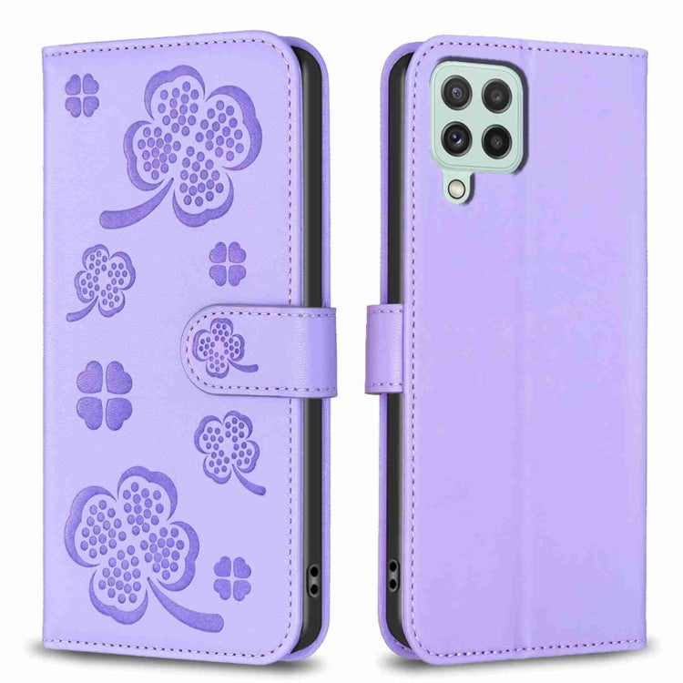 Custodia in pelle goffrata a quattro foglie per Samsung Galaxy S21 Ultra 5G