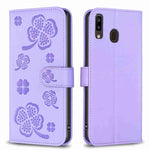 Custodia in pelle goffrata a quattro foglie per Samsung Galaxy A51 4G, A70, A40