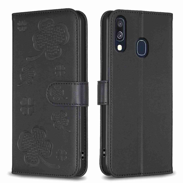 Custodia in pelle goffrata a quattro foglie per Samsung Galaxy A51 4G, A70, A40