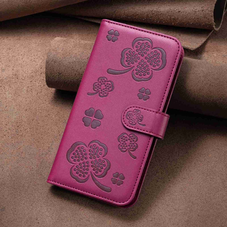 Custodia in pelle goffrata a quattro foglie per Samsung Galaxy A51 4G, A70, A40