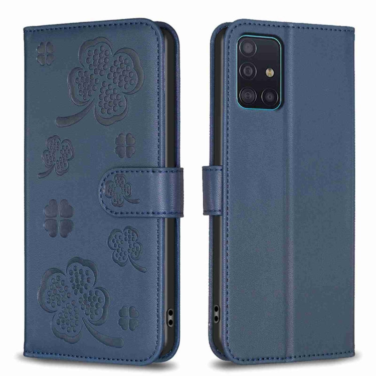 Custodia in pelle goffrata a quattro foglie per Samsung Galaxy A51 4G, A70, A40