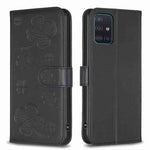 Custodia in pelle goffrata a quattro foglie per Samsung Galaxy A51 4G, A70, A40
