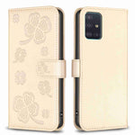 Custodia in pelle goffrata a quattro foglie per Samsung Galaxy A51 4G, A70, A40