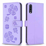 Custodia in pelle goffrata a quattro foglie per Samsung Galaxy A51 4G, A70, A40