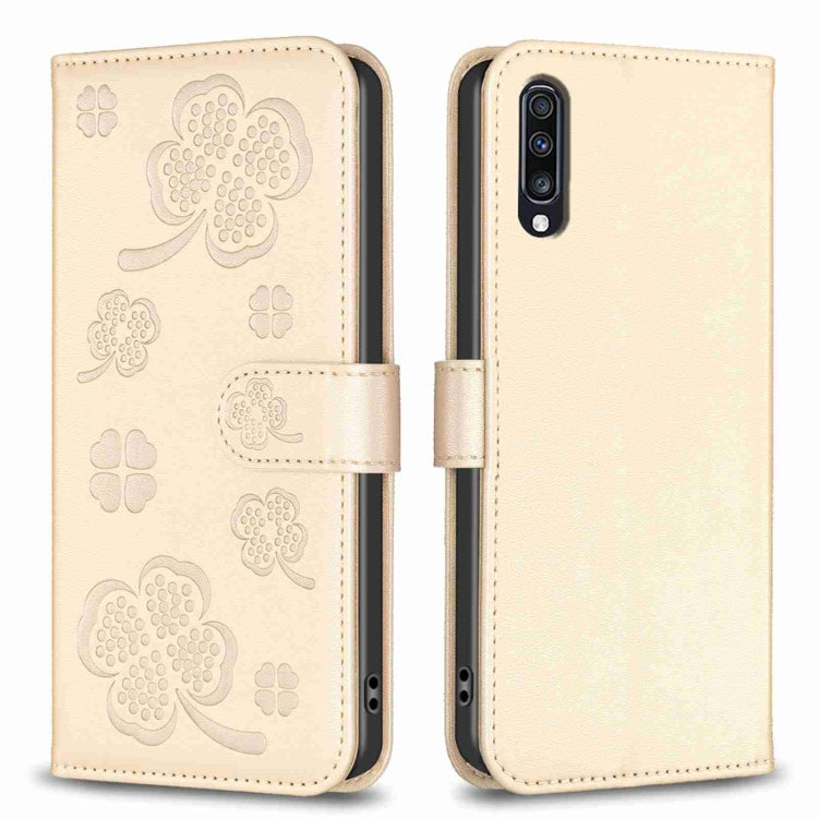 Custodia in pelle goffrata a quattro foglie per Samsung Galaxy A51 4G, A70, A40