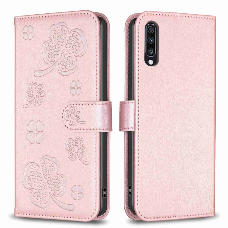 Custodia in pelle goffrata a quattro foglie per Samsung Galaxy A51 4G, A70, A40