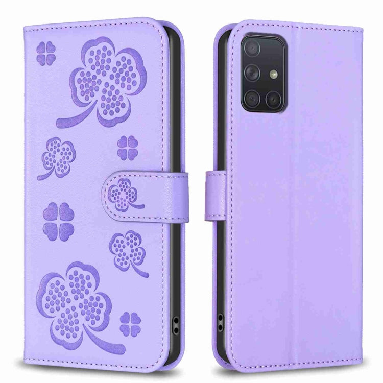Custodia in pelle goffrata a quattro foglie per Samsung Galaxy S20 Ultra, S20