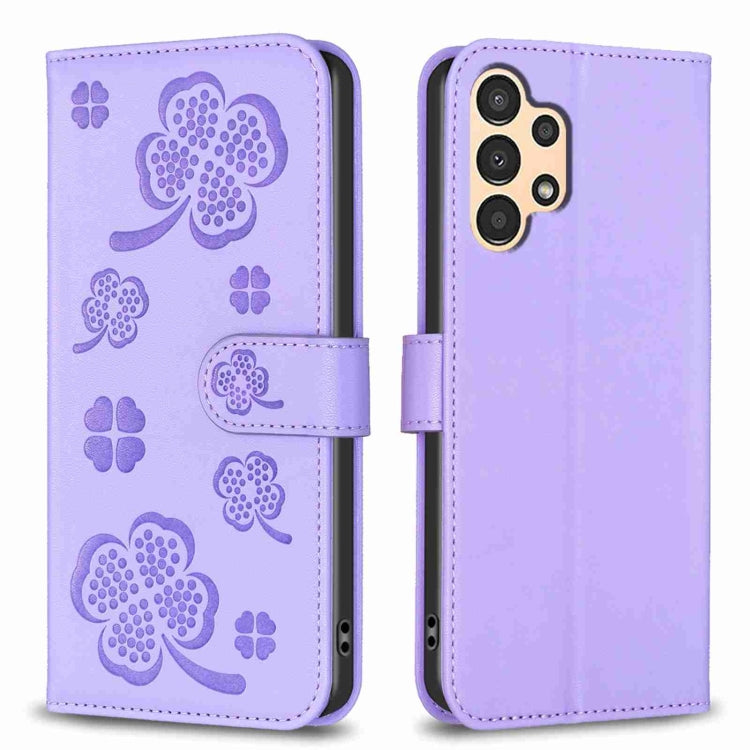 Custodia in pelle goffrata a quattro foglie per Samsung Galaxy S21 FE 5G, A32