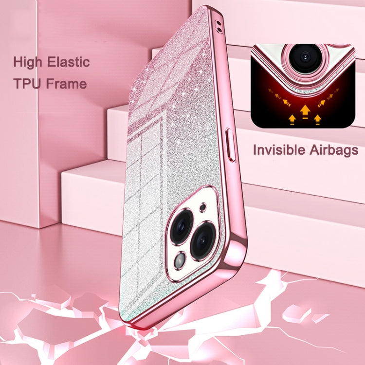 Custodia per telefono elettrolitica in polvere glitterata sfumata, For iPhone 15, For iPhone 14 Plus, For iPhone 14