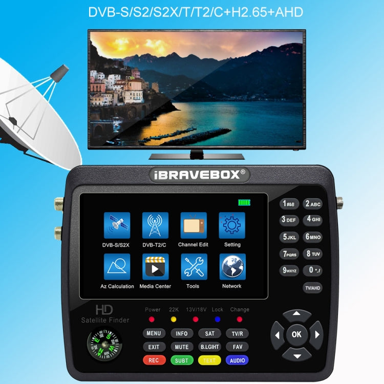 iBRAVEBOX V10 Finder Pro+ Rilevatore segnali satellitari 4,3"