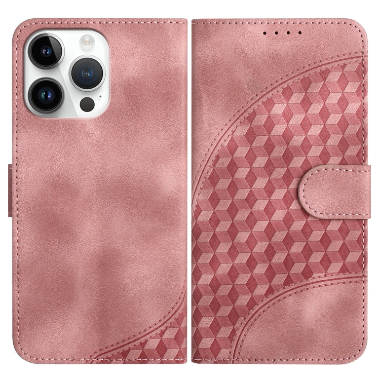 YX0060 Custodia in pelle per telefono con testa di elefante in rilievo con cordino, For iPhone 15 Pro Max, For iPhone 15 Pro, For iPhone 15 Plus