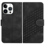 YX0060 Custodia in pelle per telefono con testa di elefante in rilievo con cordino, For iPhone 15 Pro Max, For iPhone 15 Pro, For iPhone 15 Plus