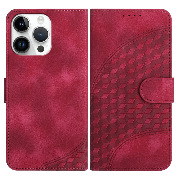 YX0060 Custodia in pelle per telefono con testa di elefante in rilievo con cordino, For iPhone 15 Pro Max, For iPhone 15 Pro, For iPhone 15 Plus