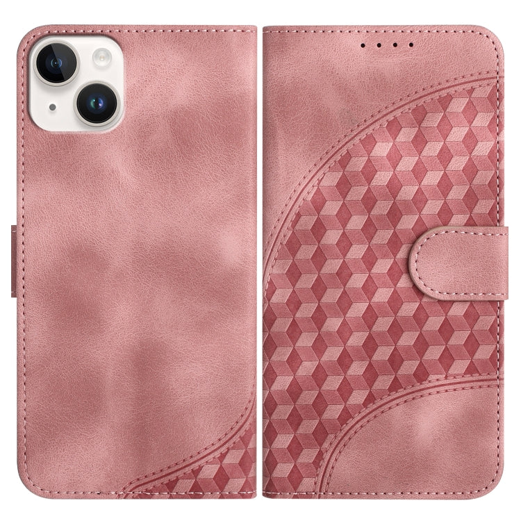 YX0060 Custodia in pelle per telefono con testa di elefante in rilievo con cordino, For iPhone 15 Pro Max, For iPhone 15 Pro, For iPhone 15 Plus
