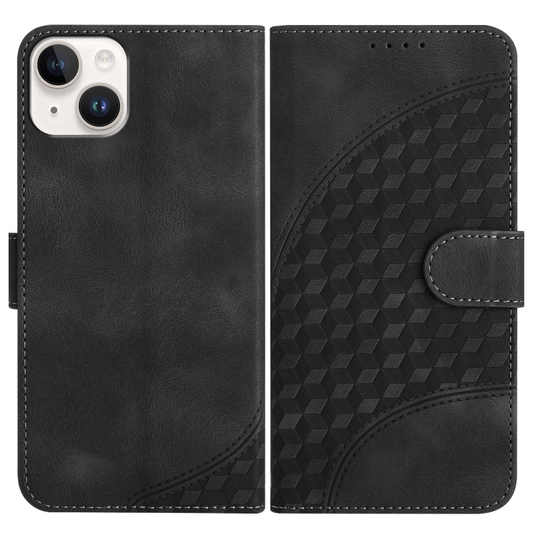 YX0060 Custodia in pelle per telefono con testa di elefante in rilievo con cordino, For iPhone 15 Pro Max, For iPhone 15 Pro, For iPhone 15 Plus