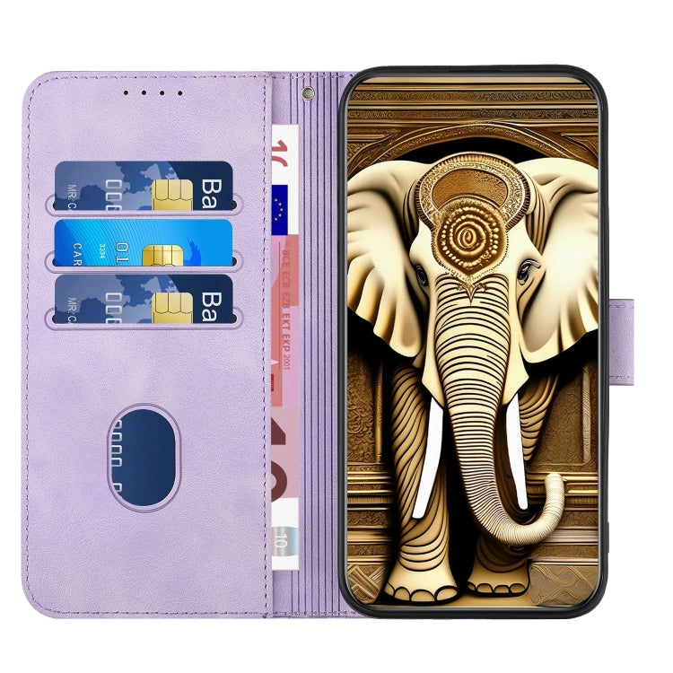 YX0060 Custodia in pelle per telefono con testa di elefante in rilievo con cordino, For iPhone 15, For iPhone 14 Plus, For iPhone 14