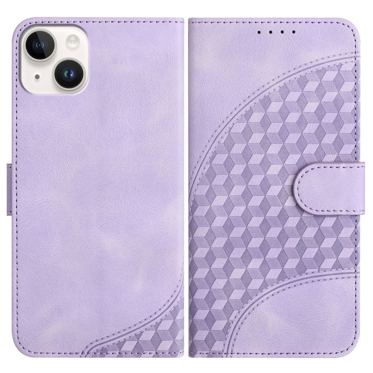 YX0060 Custodia in pelle per telefono con testa di elefante in rilievo con cordino, For iPhone 15, For iPhone 14 Plus, For iPhone 14