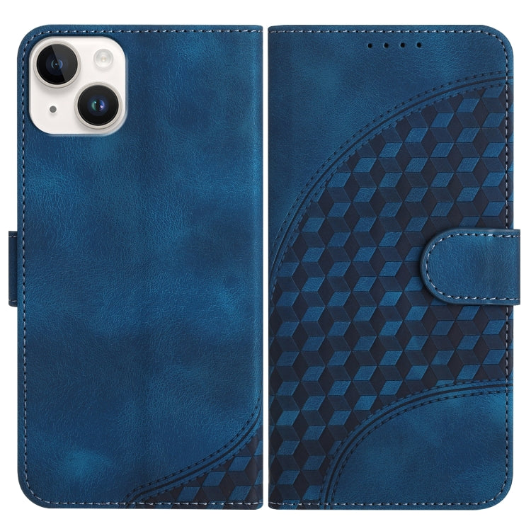 YX0060 Custodia in pelle per telefono con testa di elefante in rilievo con cordino, For iPhone 15, For iPhone 14 Plus, For iPhone 14