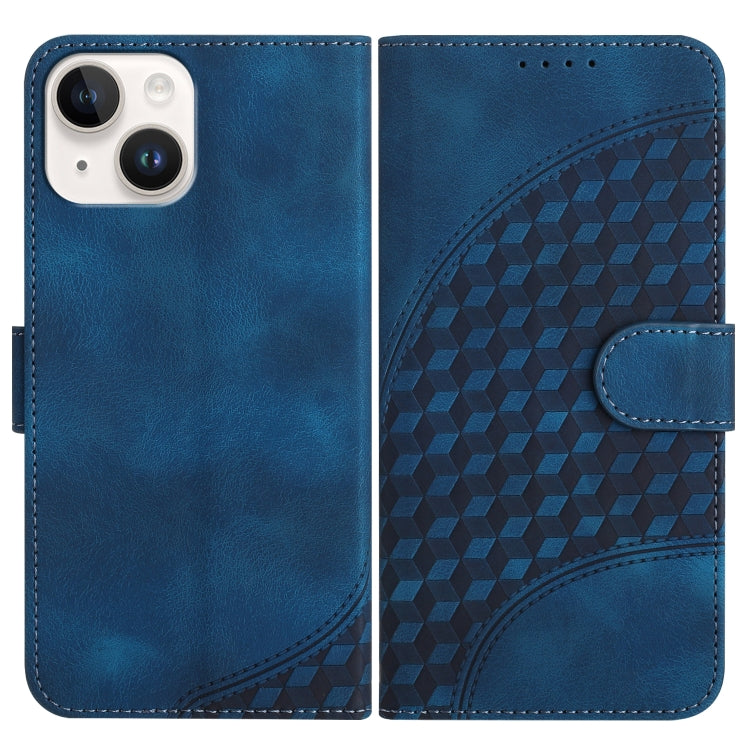 YX0060 Custodia in pelle per telefono con testa di elefante in rilievo con cordino, For iPhone 15, For iPhone 14 Plus, For iPhone 14