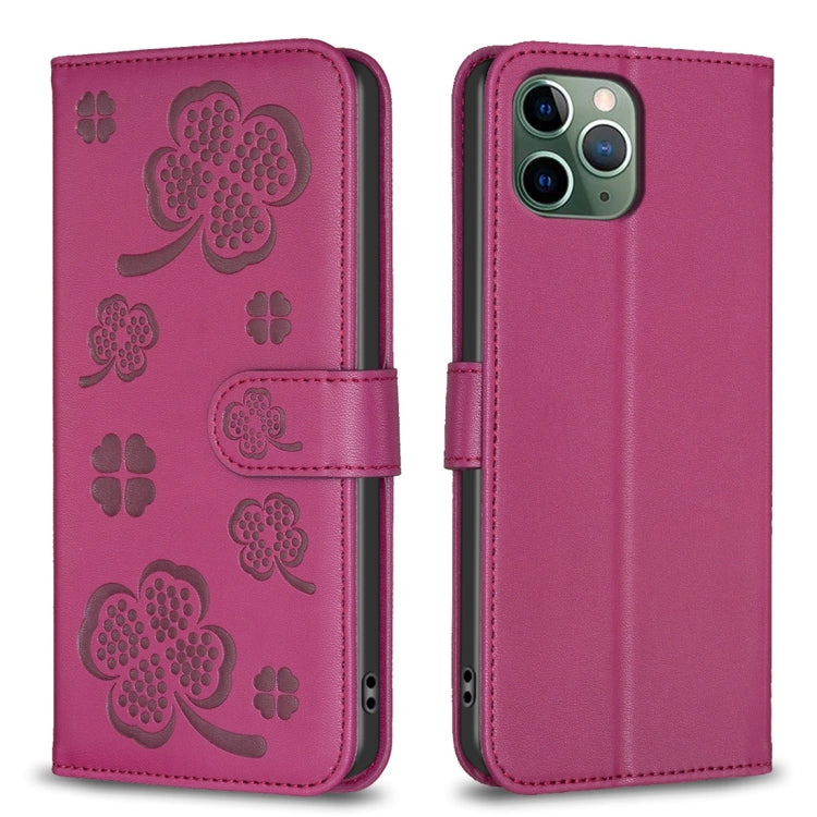 Custodia per telefono in pelle goffrata a quattro foglie, For iPhone 11 Pro, For iPhone X / XS, For iPhone XR, For iPhone XS Max