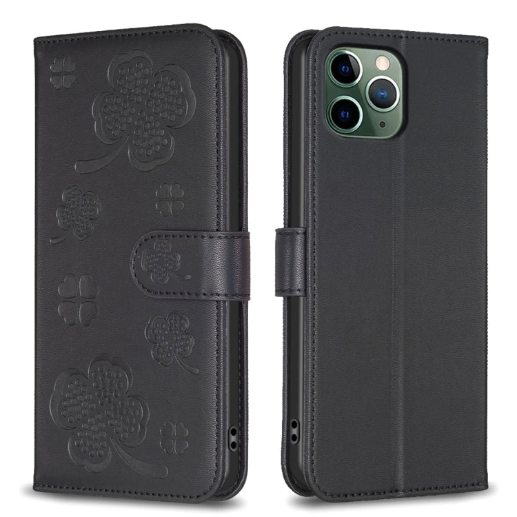 Custodia per telefono in pelle goffrata a quattro foglie, For iPhone 11 Pro, For iPhone X / XS, For iPhone XR, For iPhone XS Max