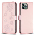 Custodia per telefono in pelle goffrata a quattro foglie, For iPhone 11 Pro, For iPhone X / XS, For iPhone XR, For iPhone XS Max