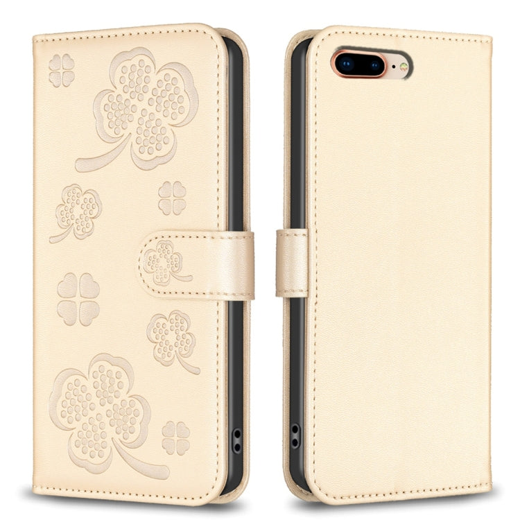 Custodia per telefono in pelle goffrata a quattro foglie, For iPhone 7 Plus / 8 Plus