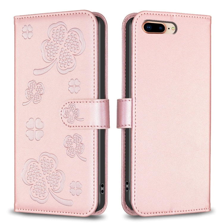 Custodia per telefono in pelle goffrata a quattro foglie, For iPhone 7 Plus / 8 Plus
