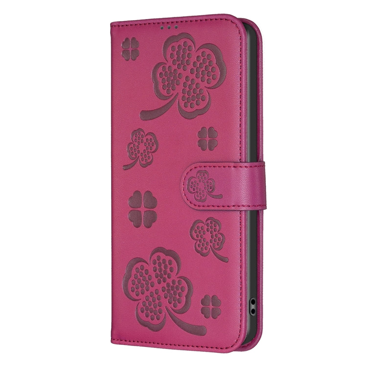 Custodia per telefono in pelle goffrata a quattro foglie, For iPhone 16 Pro Max, For iPhone 16 Pro, For iPhone 16 Plus, For iPhone 16