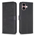 Custodia per telefono in pelle goffrata a quattro foglie, For iPhone 16 Pro Max, For iPhone 16 Pro, For iPhone 16 Plus, For iPhone 16