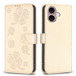 Custodia per telefono in pelle goffrata a quattro foglie, For iPhone 16 Pro Max, For iPhone 16 Pro, For iPhone 16 Plus, For iPhone 16