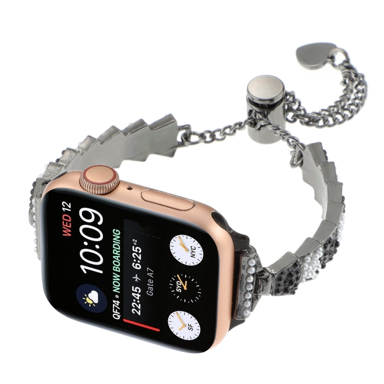 Bracciale a catena con perline di conchiglia, cinturino in metallo, For Apple Watch Series 4 44mm, For Apple Watch Series 4 40mm, For Apple Watch Series 3 38mm, For Apple Watch Series 3 42mm, For Apple Watch Series 2 42mm, For Apple Watch Series 2 38mm