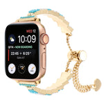 Bracciale a catena con perline di conchiglia, cinturino in metallo, For Apple Watch Series 4 44mm, For Apple Watch Series 4 40mm, For Apple Watch Series 3 38mm, For Apple Watch Series 3 42mm, For Apple Watch Series 2 42mm, For Apple Watch Series 2 38mm
