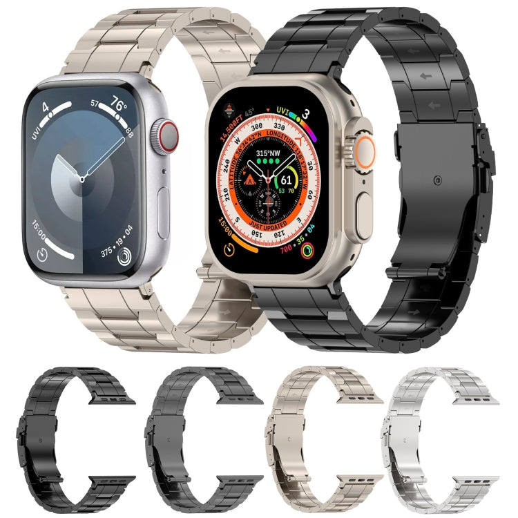 Cinturino per orologio trapezoidale in acciaio al titanio con fibbia di sicurezza, For Apple Watch 42mm, For Apple Watch 38mm