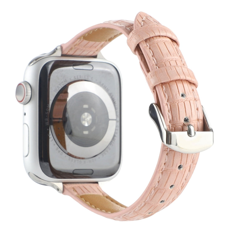 Cinturino sottile in pelle di coccodrillo, For Apple Watch Series 9 45mm, For Apple Watch Series 9 41mm, For Apple Watch Ultra 49mm