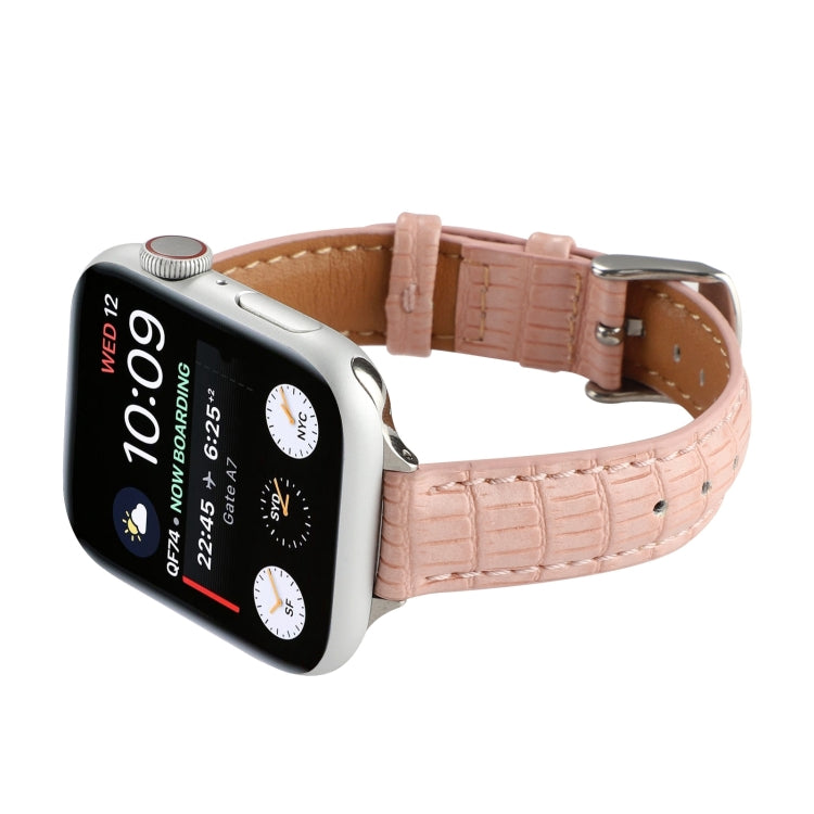 Cinturino sottile in pelle di coccodrillo, For Apple Watch Series 9 45mm, For Apple Watch Series 9 41mm, For Apple Watch Ultra 49mm