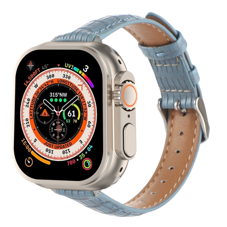 Cinturino sottile in pelle di coccodrillo, For Apple Watch Series 9 45mm, For Apple Watch Series 9 41mm, For Apple Watch Ultra 49mm