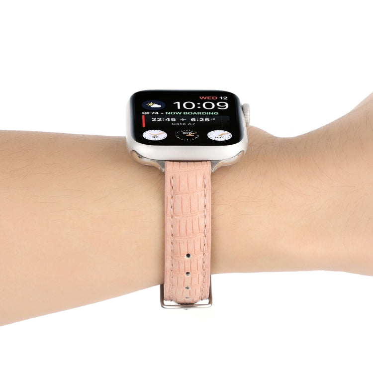 Cinturino sottile in pelle di coccodrillo, For Apple Watch Series 4 44mm, For Apple Watch Series 4 40mm, For Apple Watch Series 3 38mm